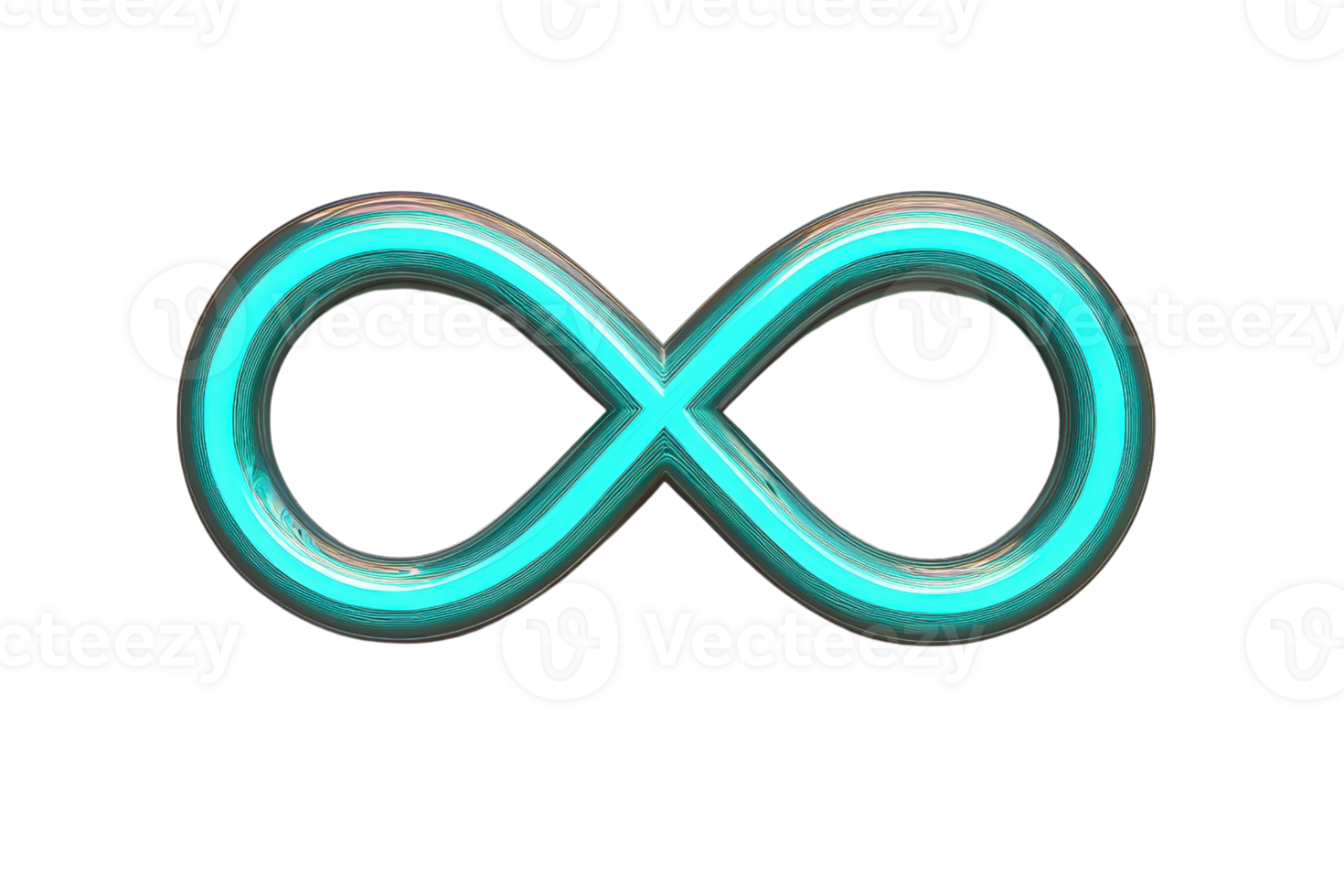 A glowing infinity symbol in bright turquoise, representing limitless possibilities and continuity. png