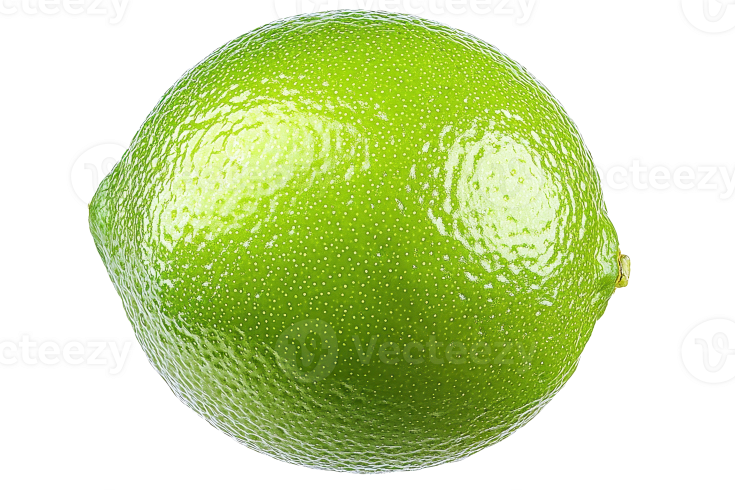 A vibrant green lime with a glossy surface, showcasing its round shape and textured skin. png