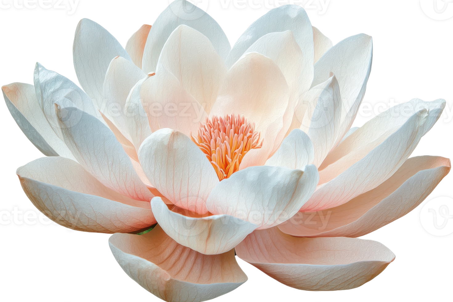 A delicate lotus flower with soft pink and white petals, showcasing intricate layers and a vibrant center. png