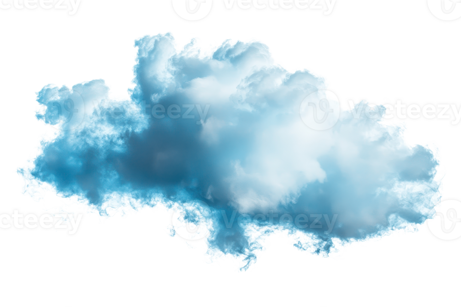 A fluffy, soft cloud with a light blue hue, showcasing a billowy texture and a natural, airy form. png