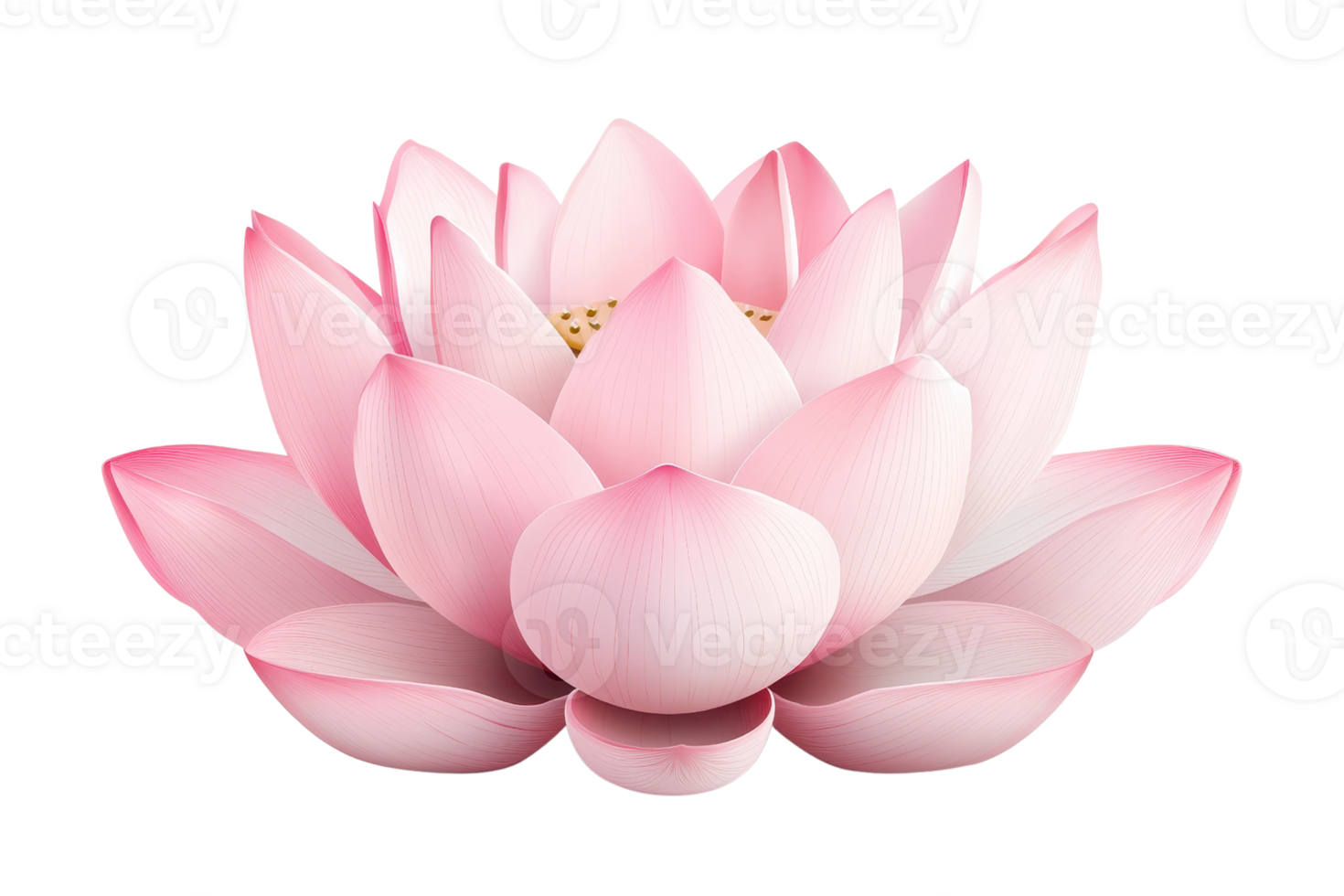 A vibrant pink lotus flower with numerous petals, showcasing delicate layers and a central seed pod. png