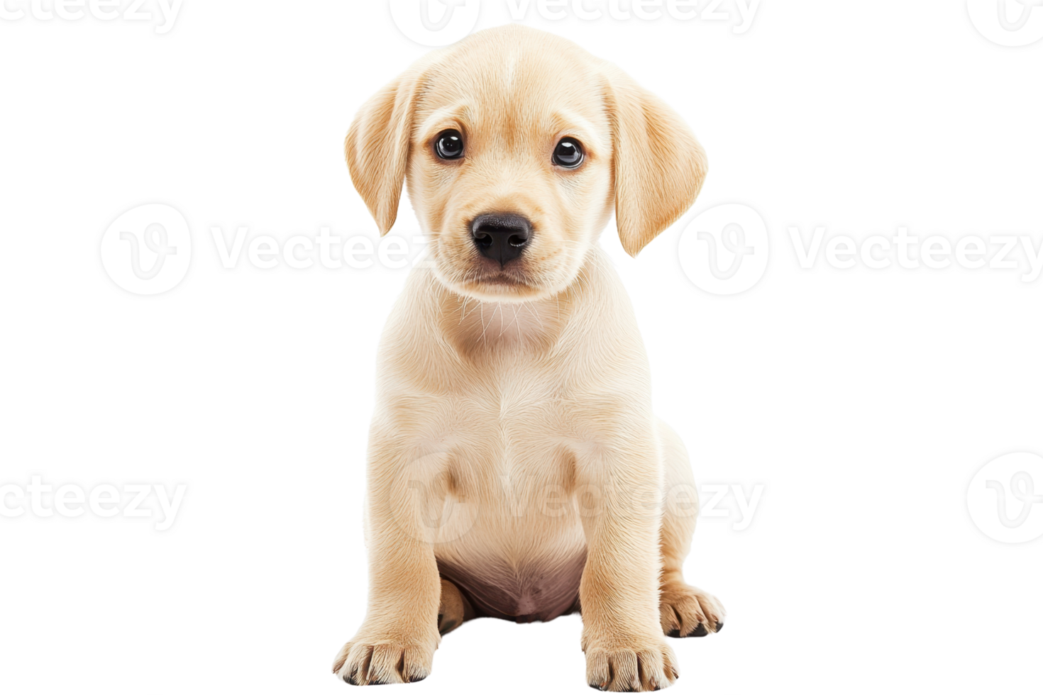 A cute, playful Labrador puppy with soft fur and expressive eyes, sitting attentively and radiating innocence. png
