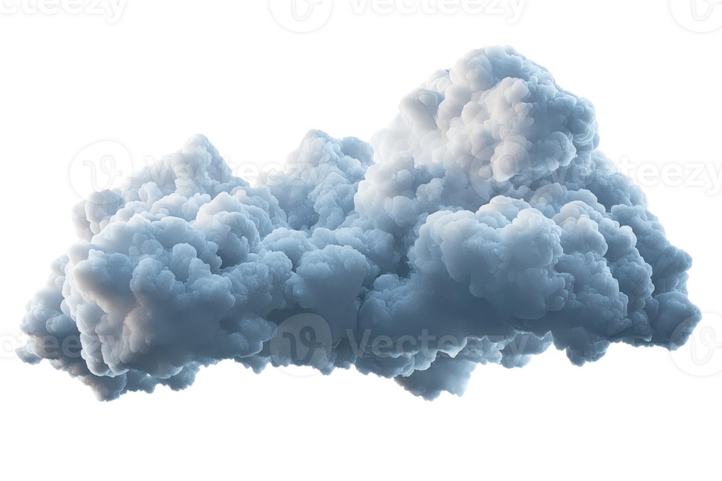 A fluffy, white cloud with a billowy appearance, showcasing soft curves and varying shades of blue and gray. png