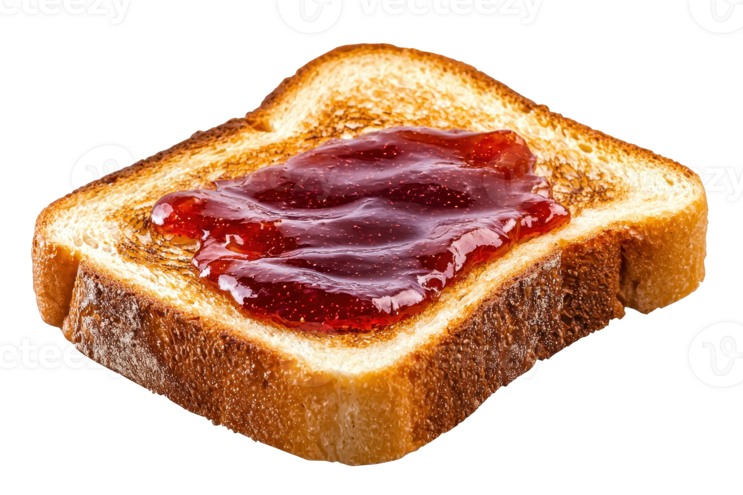 A slice of toast topped with a glossy layer of red jam. png