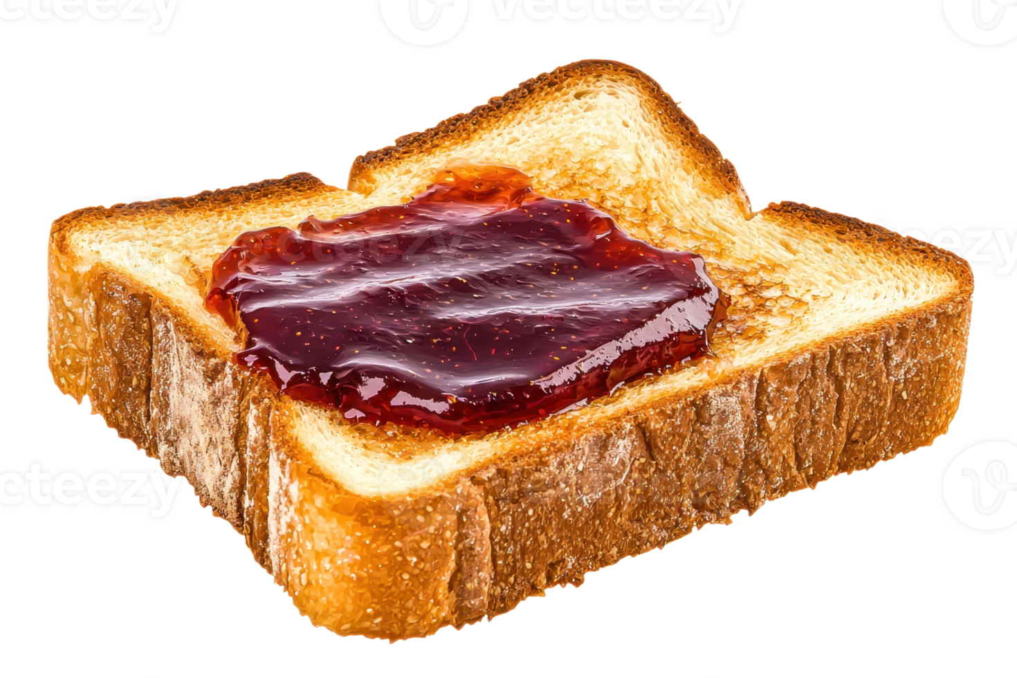 A slice of toasted bread topped with a generous layer of grape jelly. png