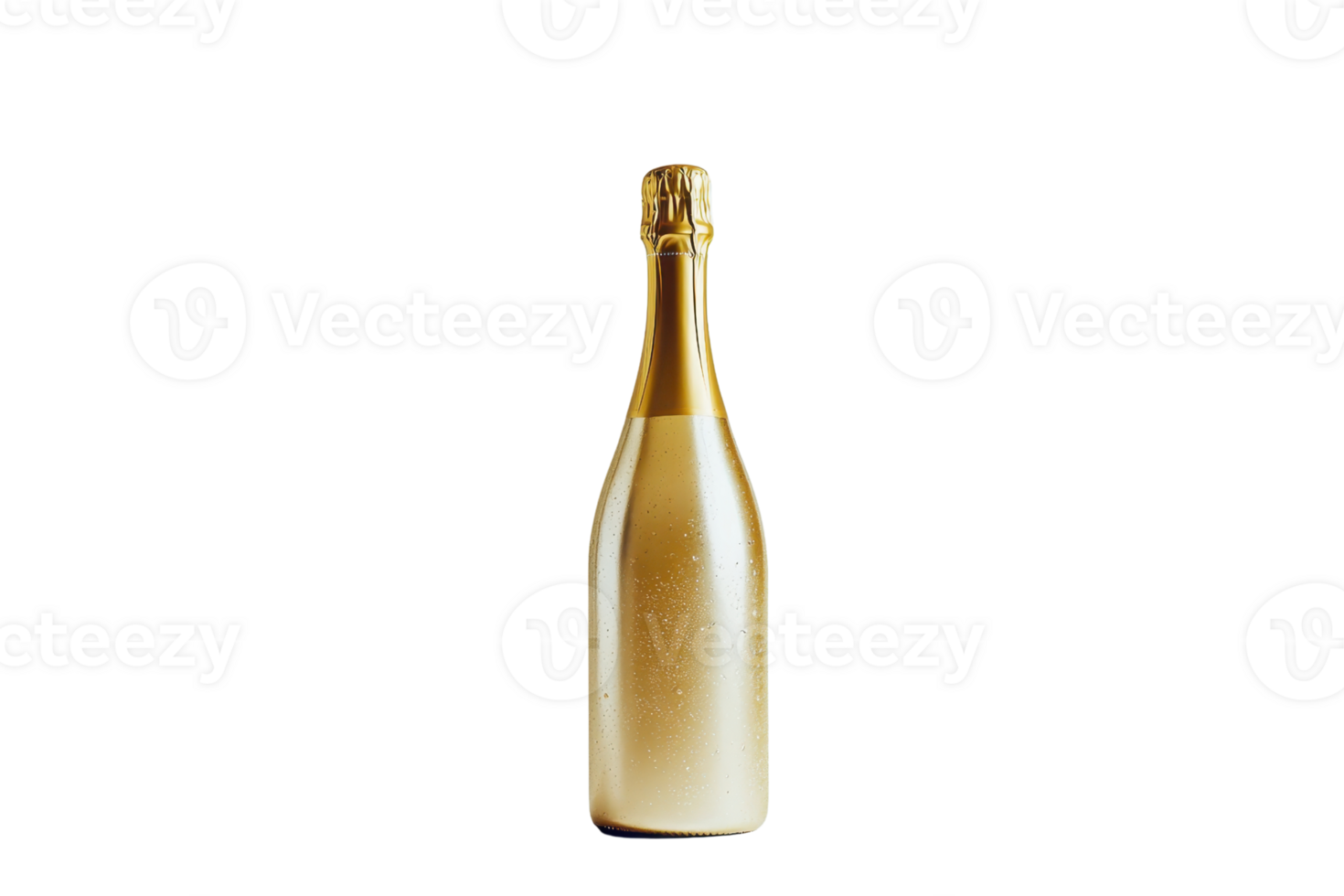 A sleek, gold champagne bottle standing upright, showcasing its elegant design and shiny surface. png