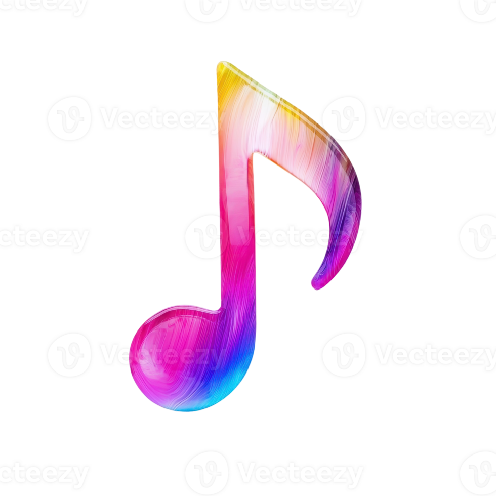 A colorful musical note symbol featuring vibrant shades of pink, blue, and yellow, embodying creativity and rhythm. png
