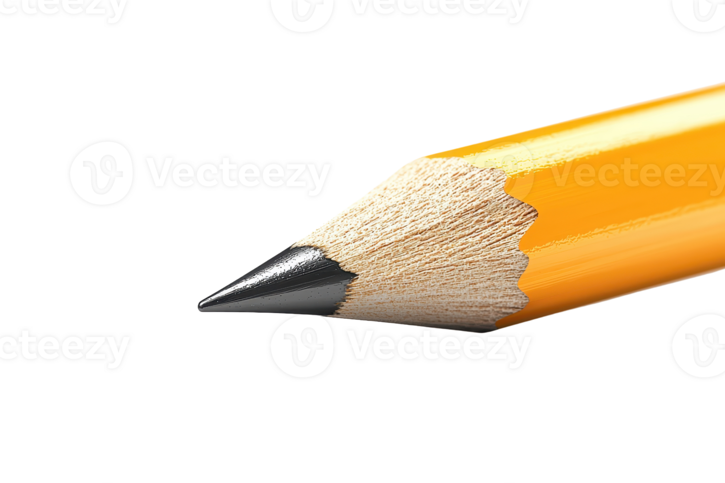 A close-up of a sharpened yellow pencil, highlighting its pointed graphite tip and wooden body. png