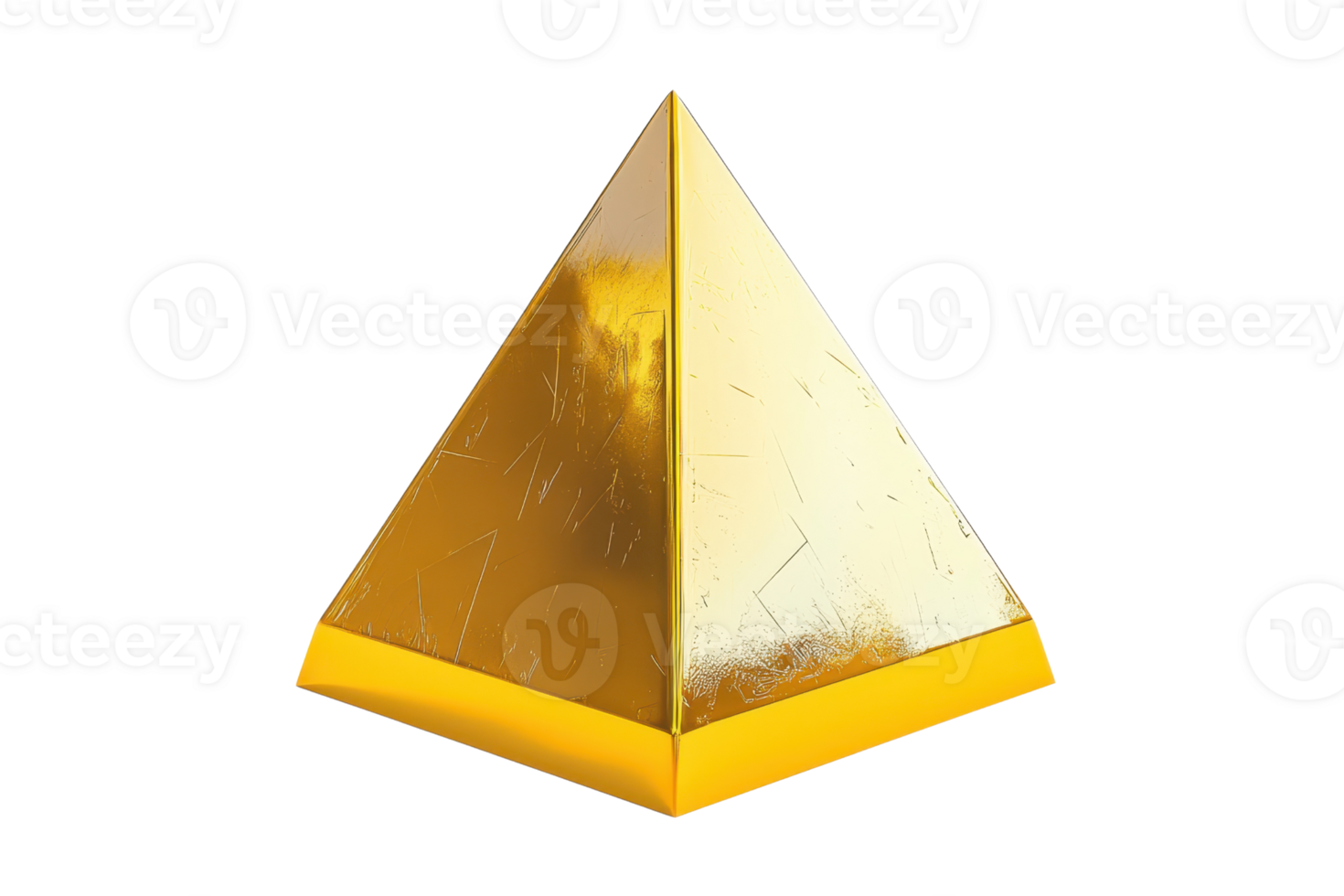 A shiny golden pyramid with smooth surfaces and distinct angles. png