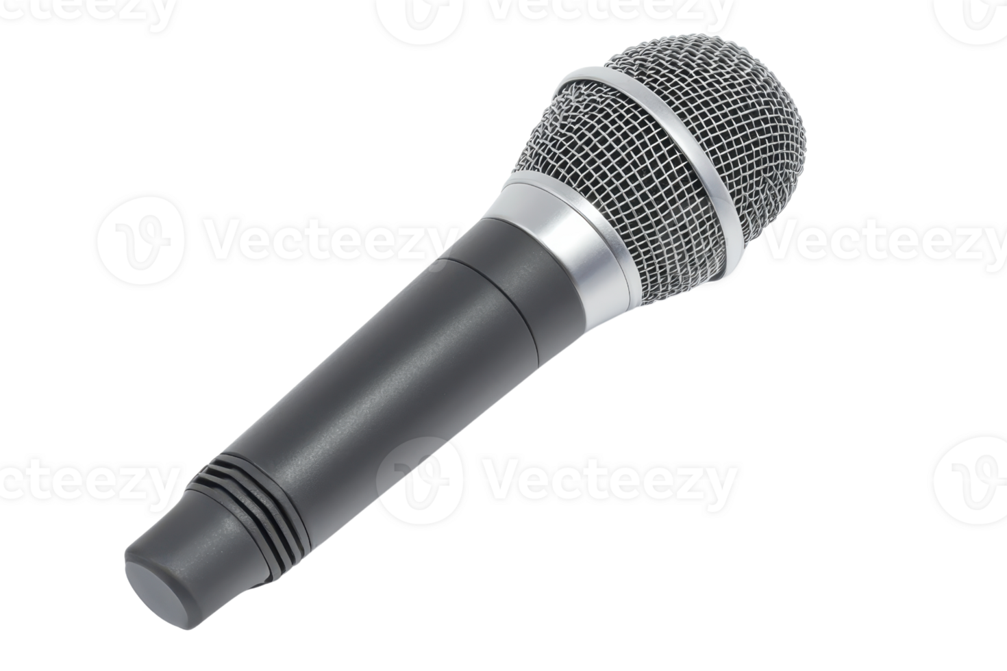 A sleek microphone with a textured grille and black handle, designed for clear sound capture in performances and recordings. png