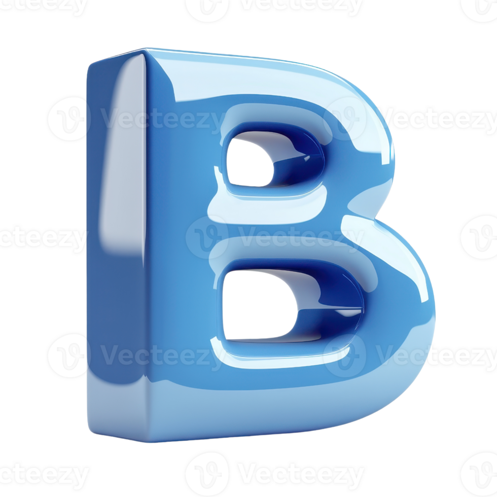 A glossy blue letter B with a smooth surface and rounded edges. png