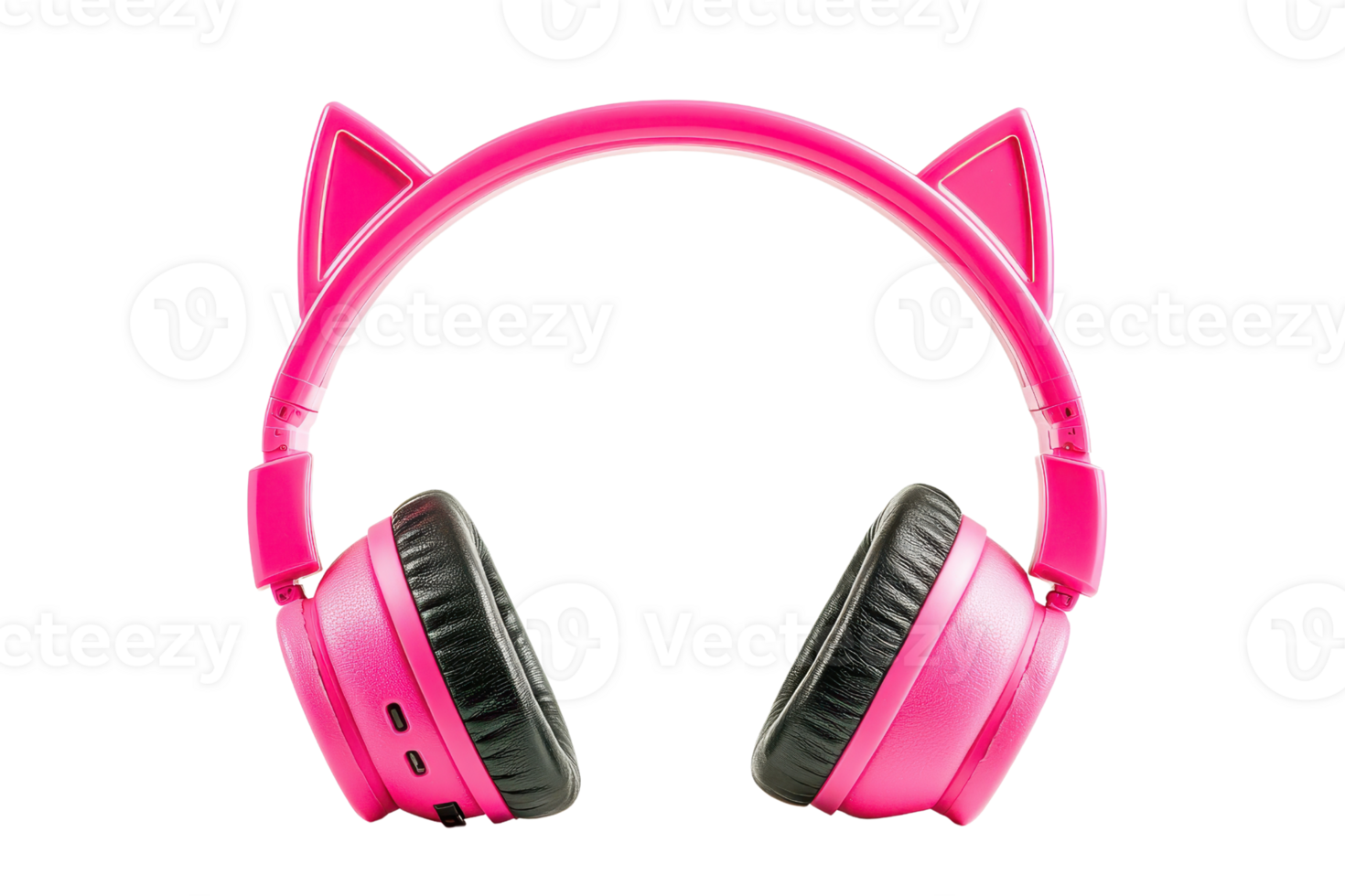 Pink headphones with cat ears, designed for a playful and trendy look, perfect for music lovers and style enthusiasts. png