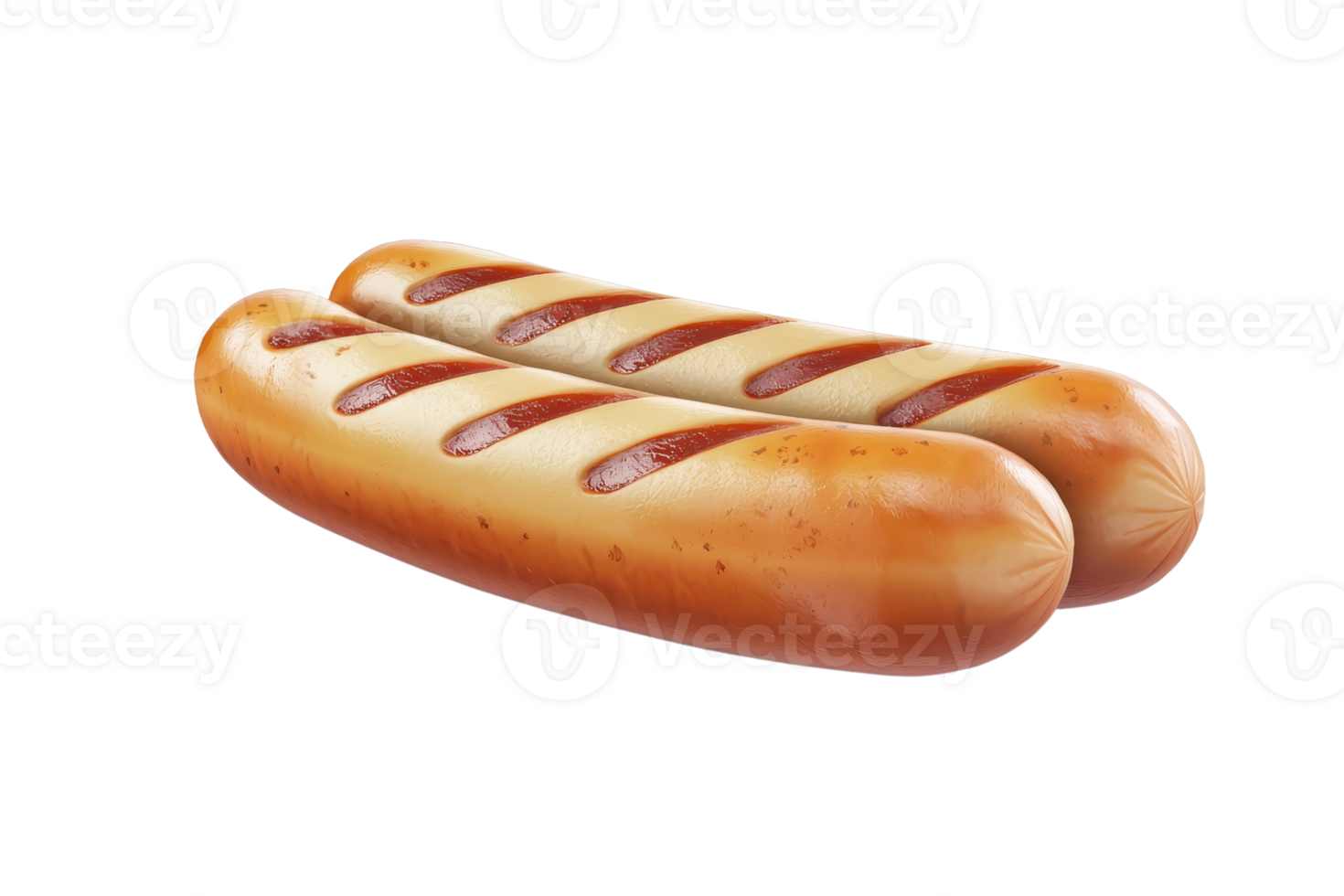 Two grilled hot dogs with golden-brown buns and visible grill marks. png