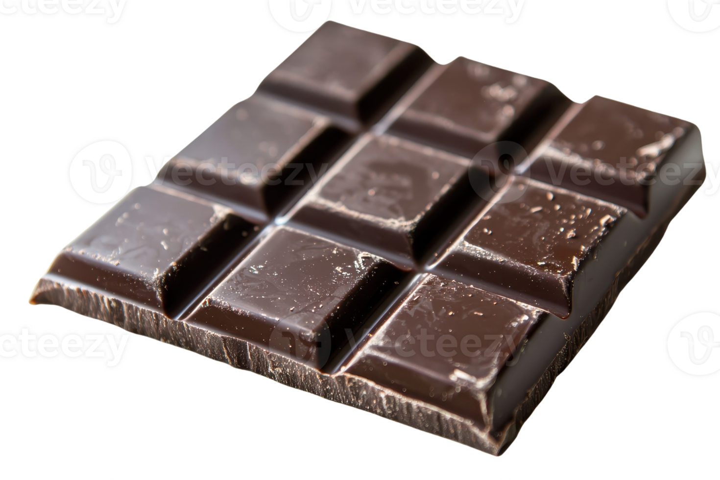 A square piece of dark chocolate with a glossy surface and distinct segments. png