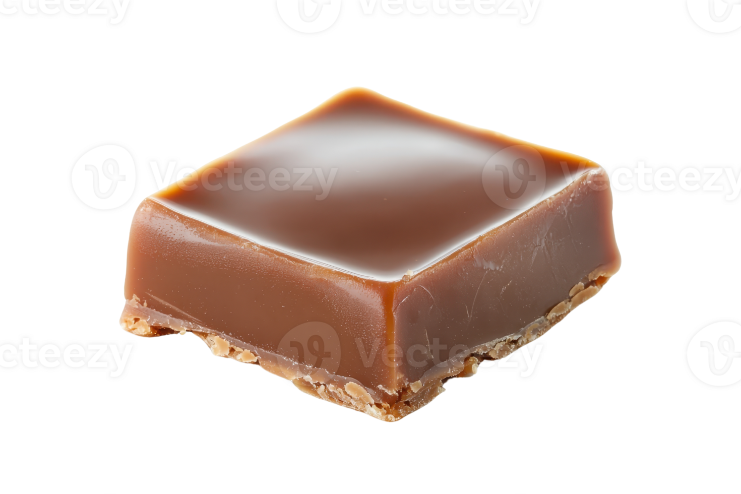 A smooth, square chocolate piece with a glossy finish, exuding a rich caramel hue and a tempting texture. png