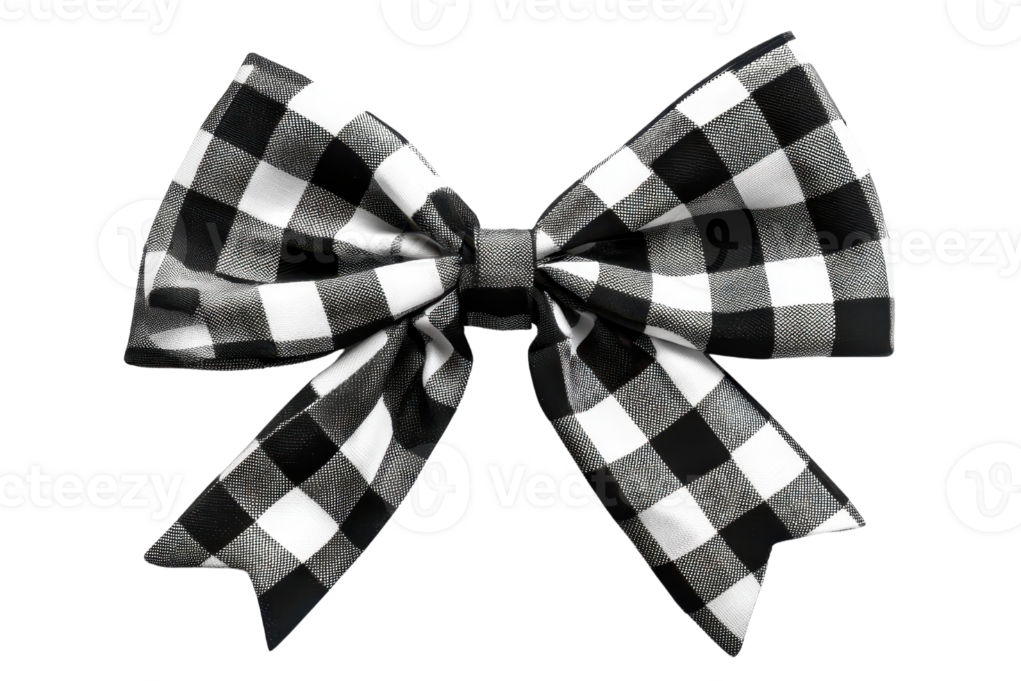 A stylish black and white checkered bow featuring a wide ribbon and elegant loops, perfect for decoration or fashion accessories. png
