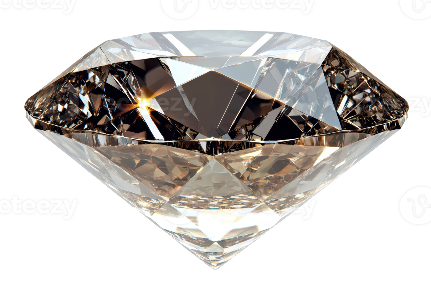 A brilliant diamond featuring intricate faceting and sparkling reflections, showcasing its clarity and elegance. png
