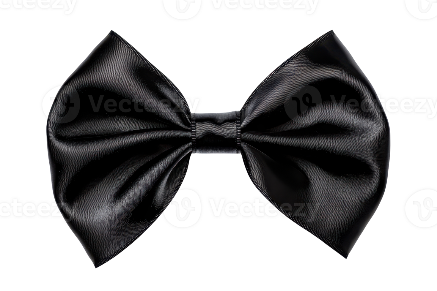 A glossy black bow tie with a sleek, elegant design, showcasing smooth fabric and a classic shape. png