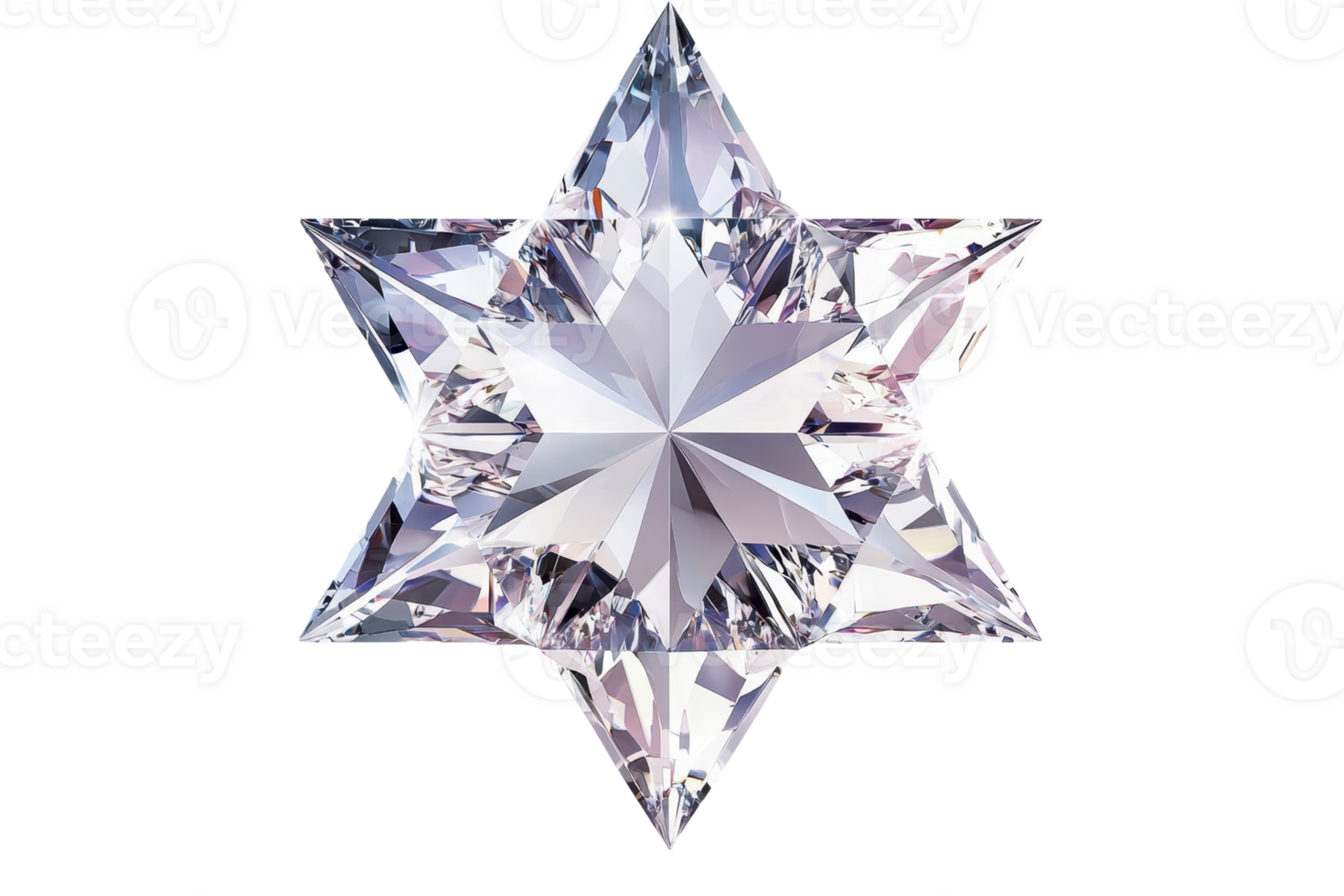 A brilliant star-shaped diamond with intricate facets reflecting light, showcasing its elegance and brilliance. png