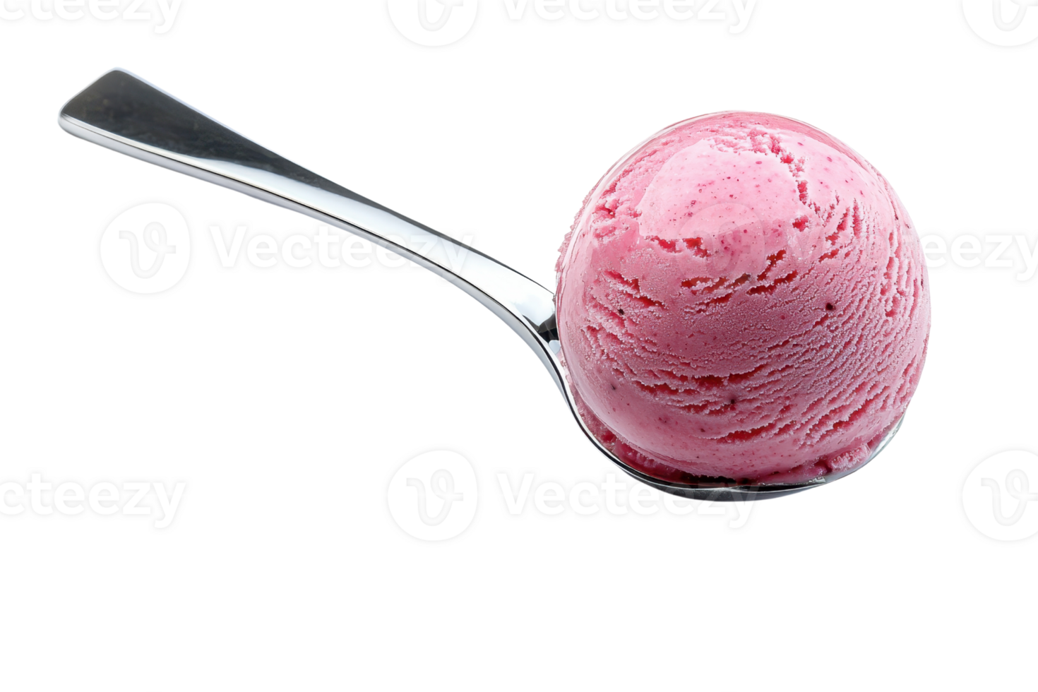 A spoonful of pink ice cream, smooth and creamy, showcasing a rich texture and enticing color. png
