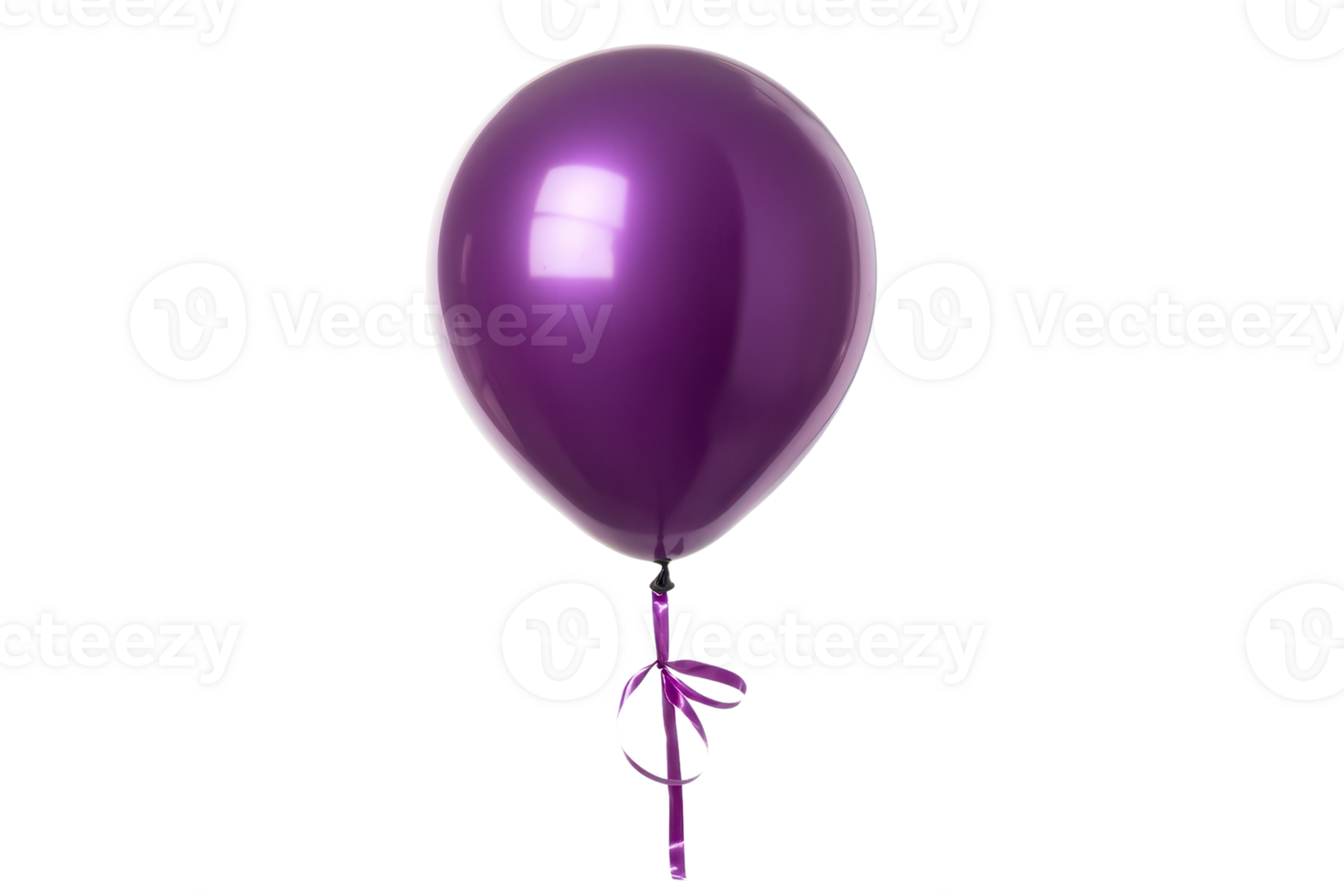 A vibrant purple balloon with a glossy surface, tied with a ribbon, showcasing its rounded shape. png