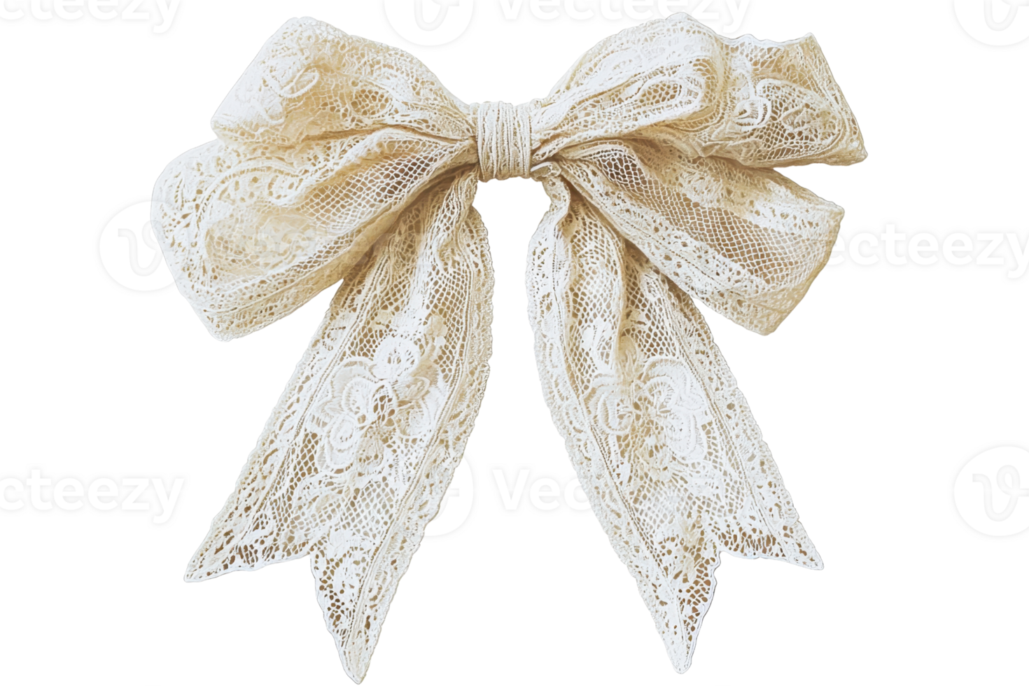 A delicate lace bow featuring intricate designs and flowing ribbons, perfect for embellishing gifts or outfits. png