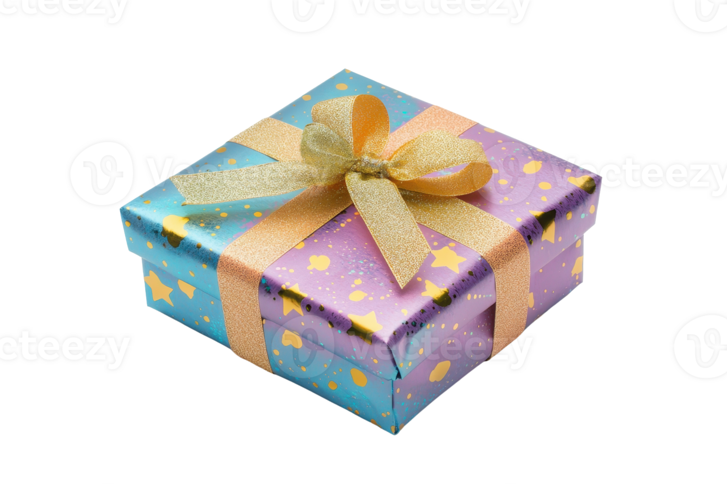 A colorful gift box adorned with a ribbon and decorative patterns, perfect for celebrations and special occasions. png