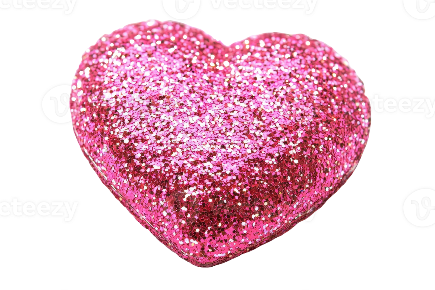 A shimmering pink glitter heart, radiating vibrant colors and sparkle, ideal for decoration or expressing love. png