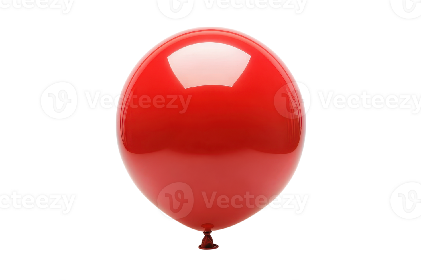 A vibrant red balloon with a smooth, glossy surface, showcasing its rounded shape and a tied end. png