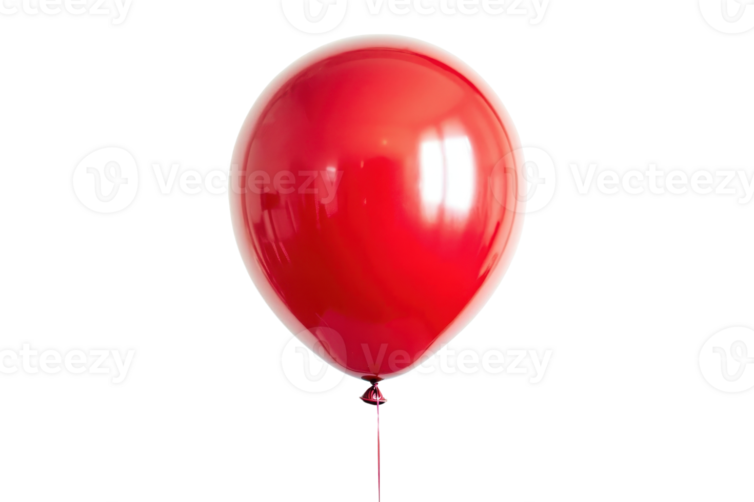 A glossy red balloon with a rounded shape, reflecting light, suspended by a thin string. png