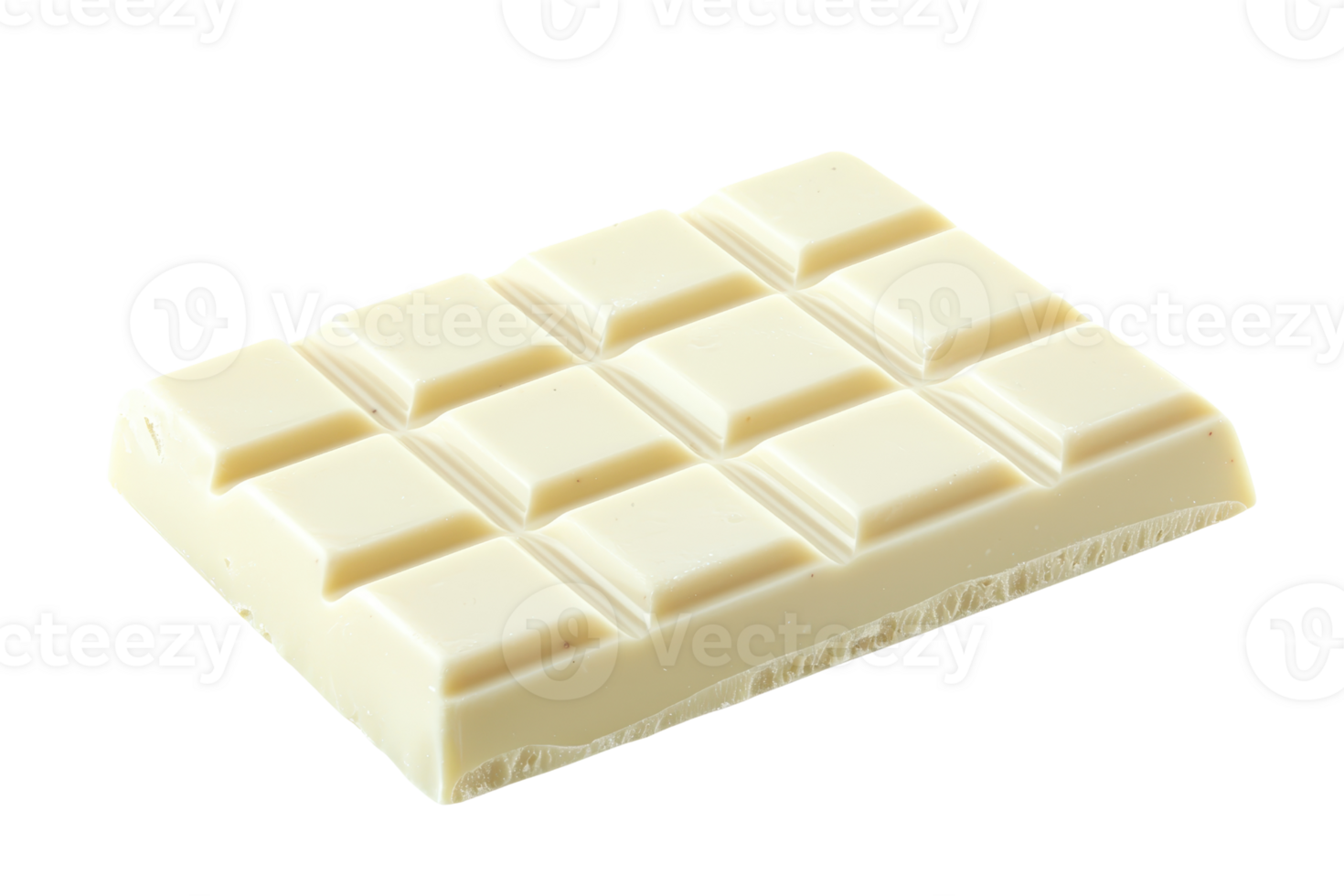 A smooth white chocolate bar with a segmented design, showcasing its creamy texture and sweet appeal. png