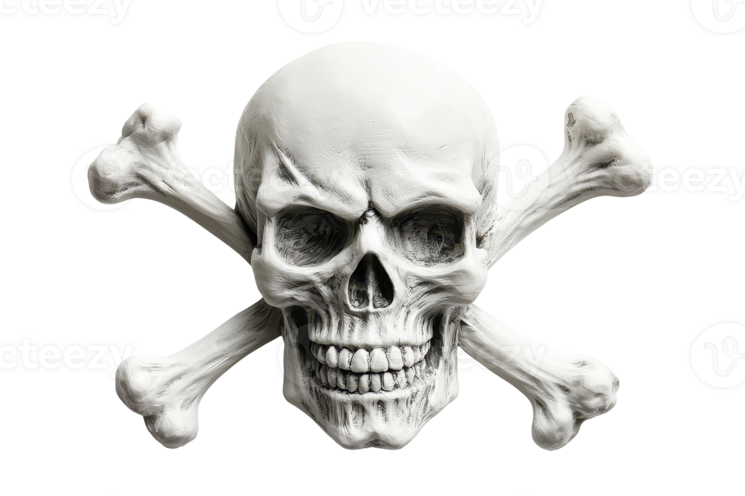 A human skull with crossed bones, symbolizing danger and death. png