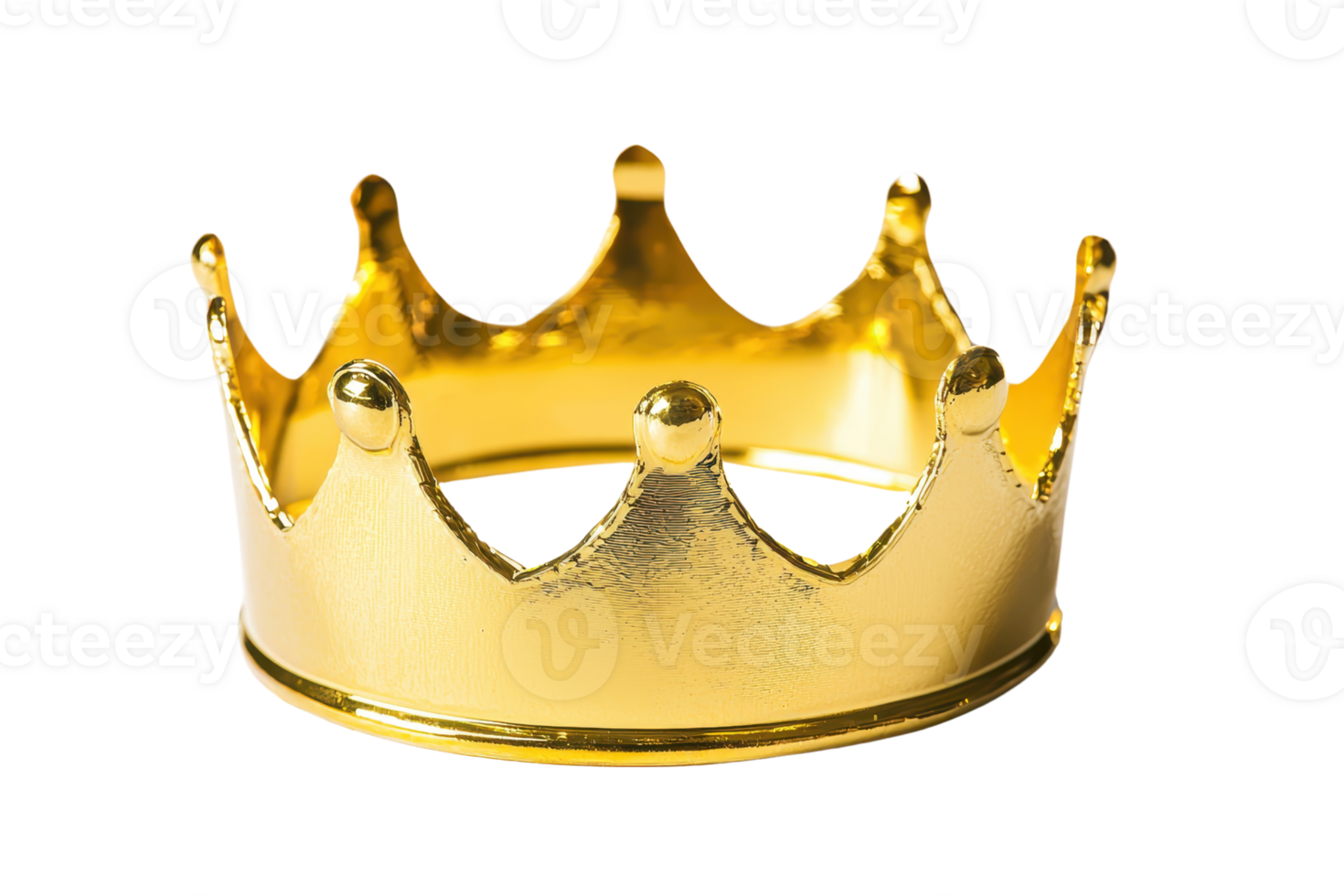 A shiny golden crown with ornate detailing and pointed peaks, symbolizing royalty and power. png