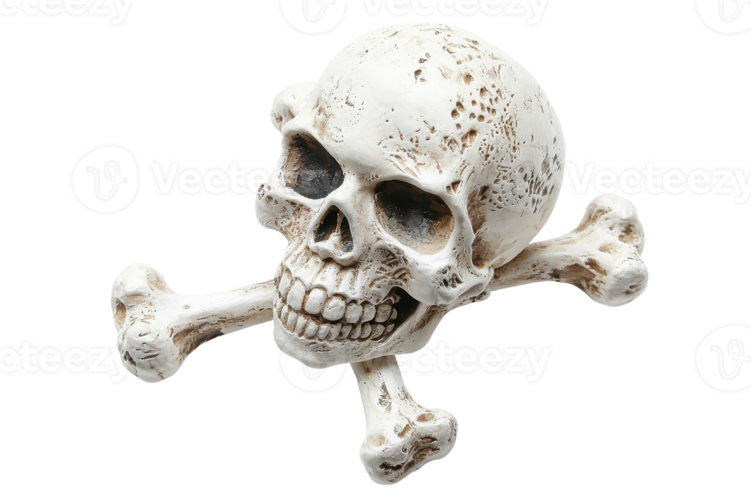 A detailed skull with crossbones, often associated with danger, death, and piracy. png