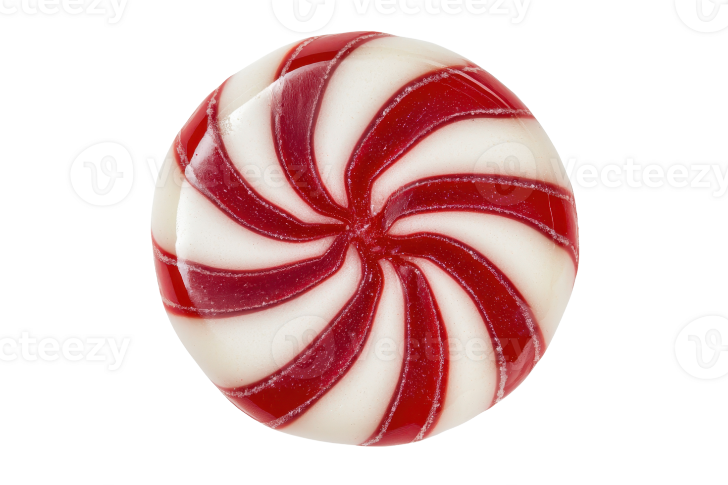 A red and white swirled candy resembling a classic peppermint design. png