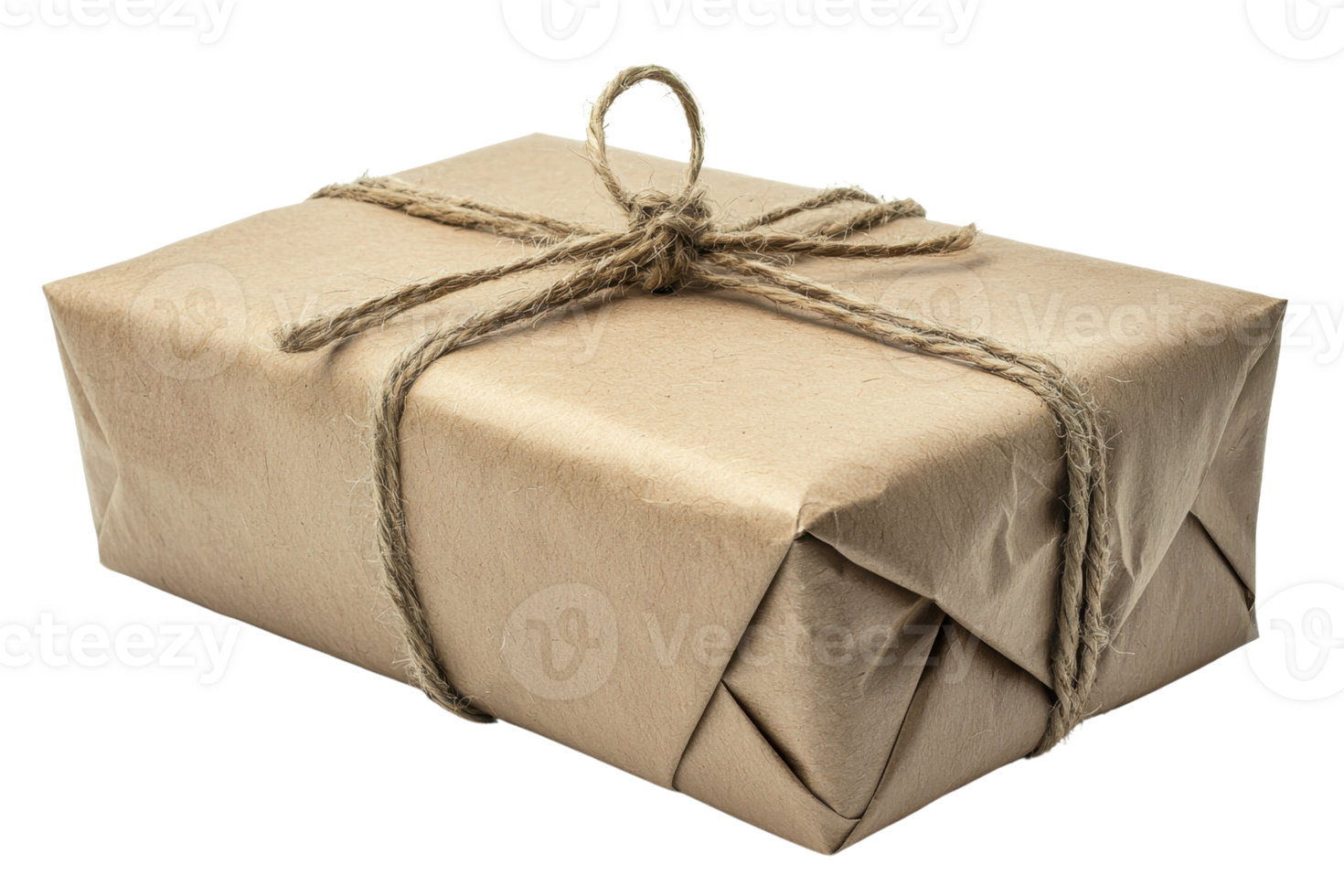 A wrapped gift box tied with twine in a rustic style. png