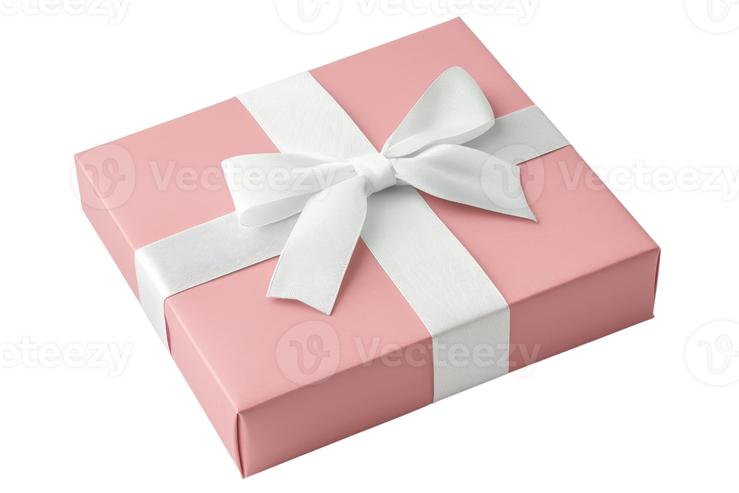 A neatly wrapped pink gift box adorned with a white ribbon and bow, symbolizing celebration and special occasions. png