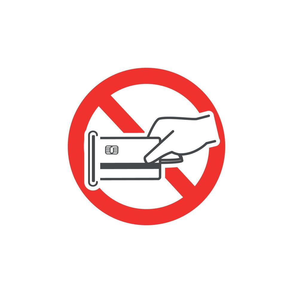 illustration outline design prohibited inserting bank cards. vector