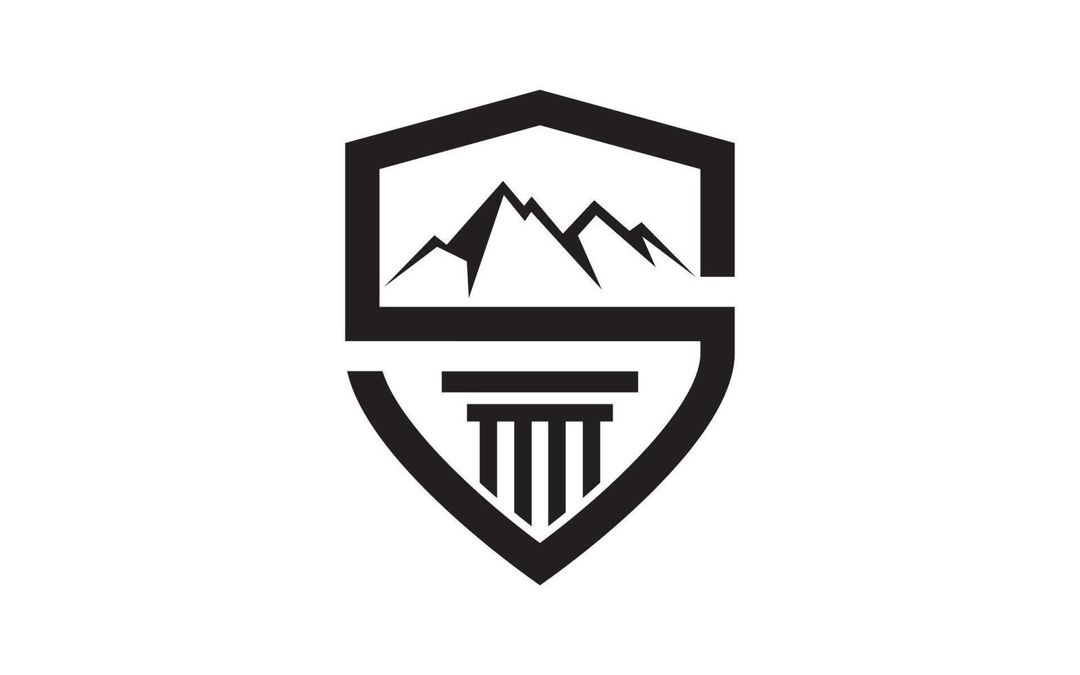 The mountain and shield design for t shirt badge sticker vector