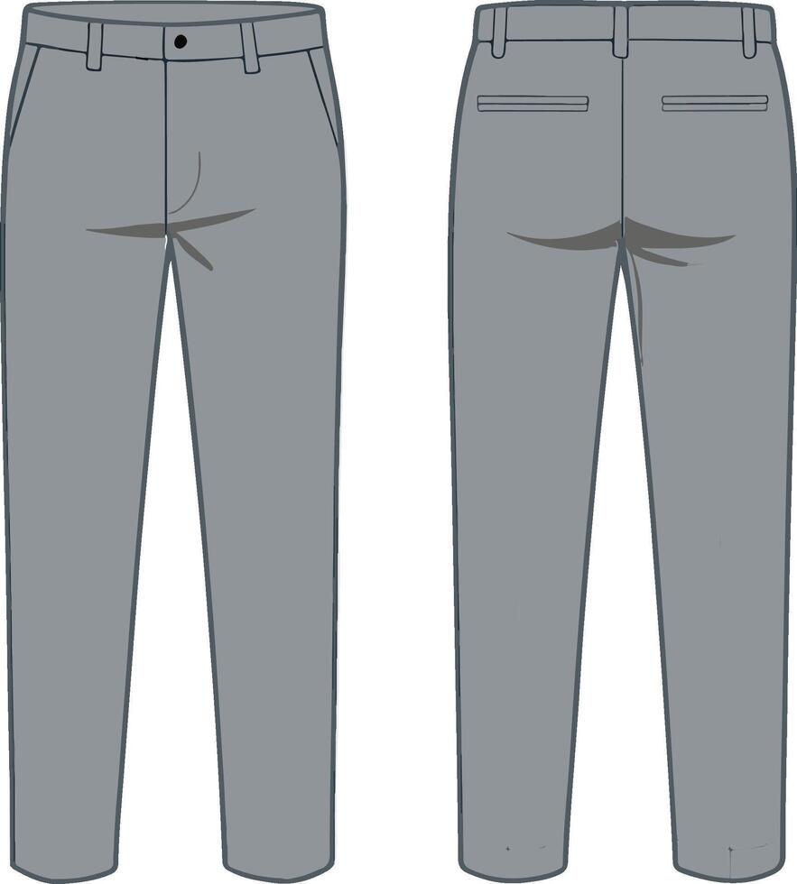 Formal grey trousers, front and back view vector