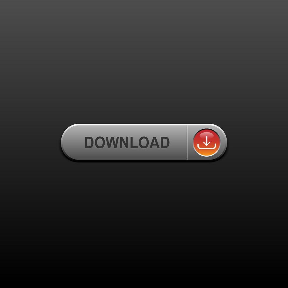 Realistic Modern 3D style Download Button with Icon on dark gradient background vector