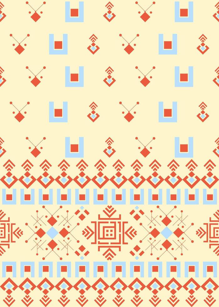 Native American tribal fabric with a geometric ethnic seamless pattern, designed for tile and carpet, summer color vector