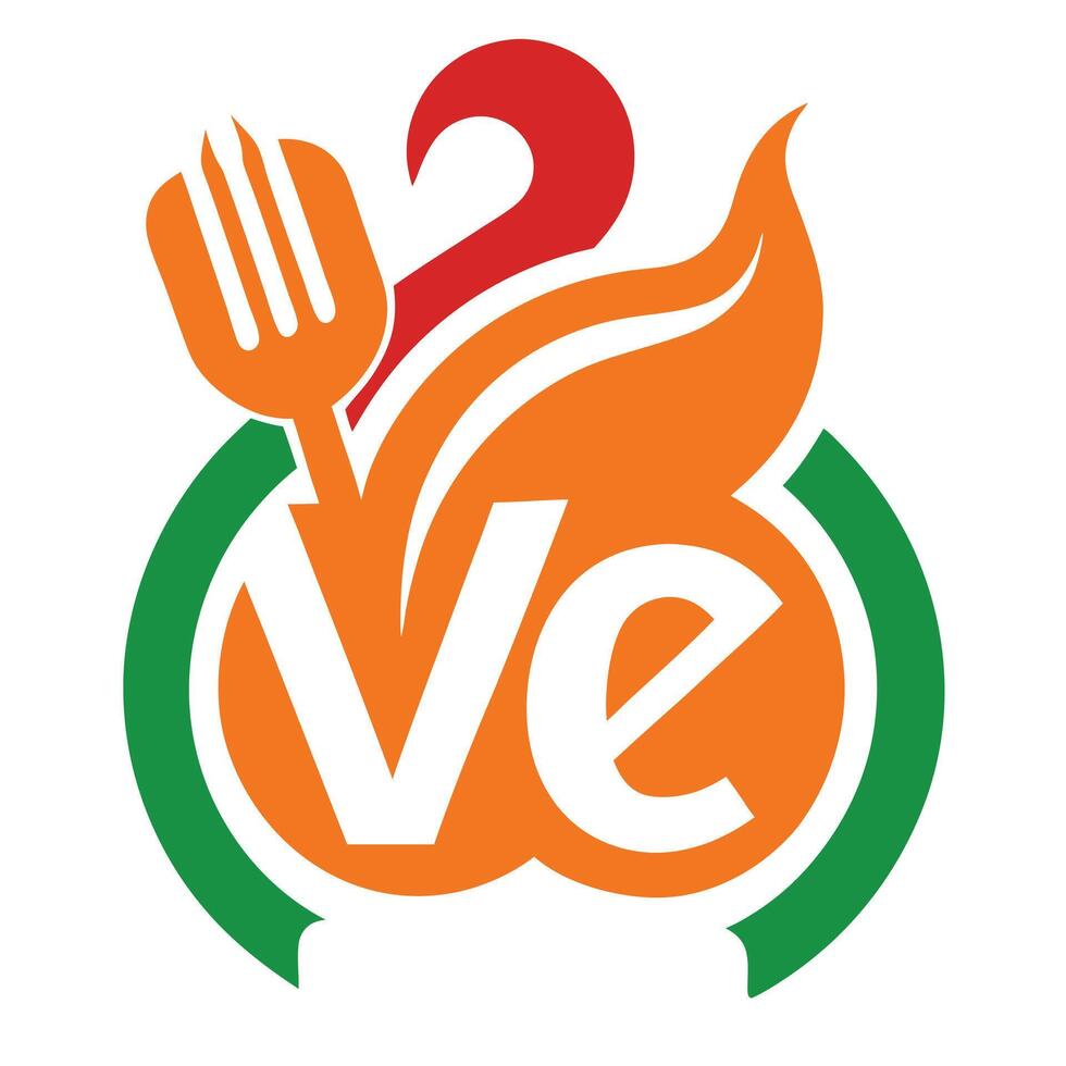 The ve logo with a fork and knife vector