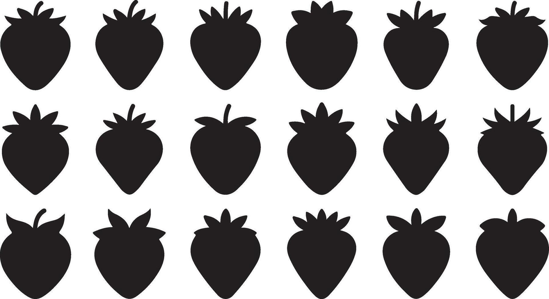 Diverse Strawberry Icons Collection Offering Red Strawberry Designs in Flat Format for Food and Health-Related Designs vector