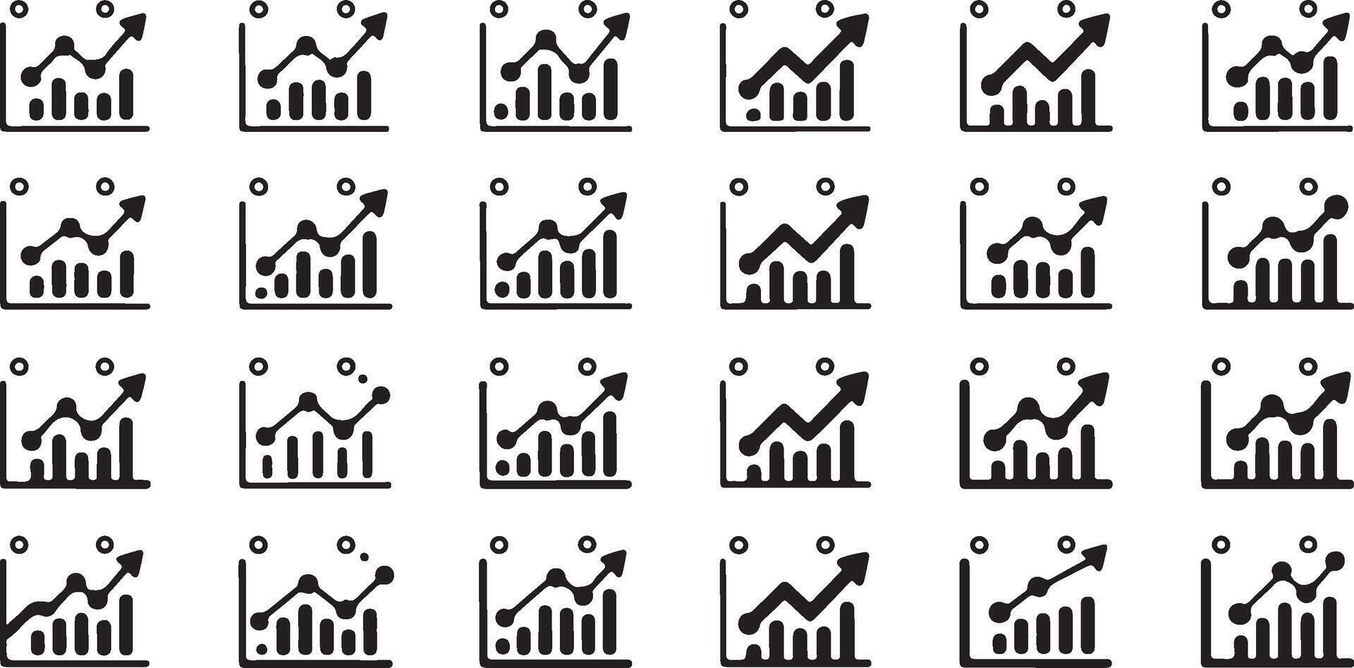 Simple Growing Graph Icons Set Featuring Minimalist Illustrations for Business Presentations vector