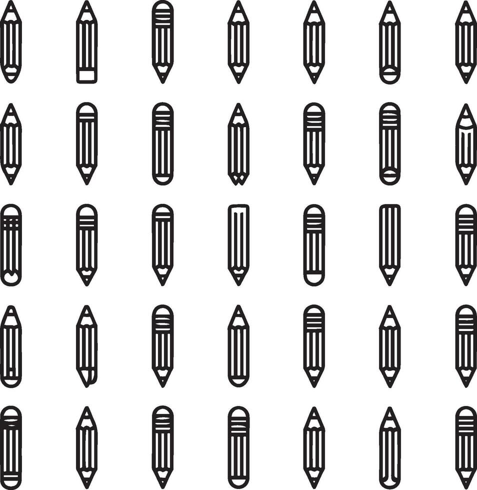 Diverse Pencil Icons Collection Showcasing Illustrations for Academic and Artistic Designs vector