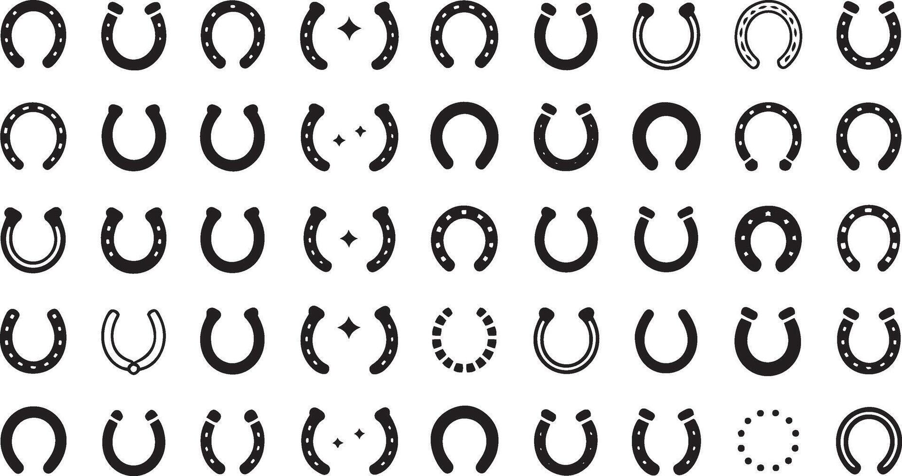Horseshoe Icon Set Illustrating Luck Symbols in Format for Cultural and Design Applications vector