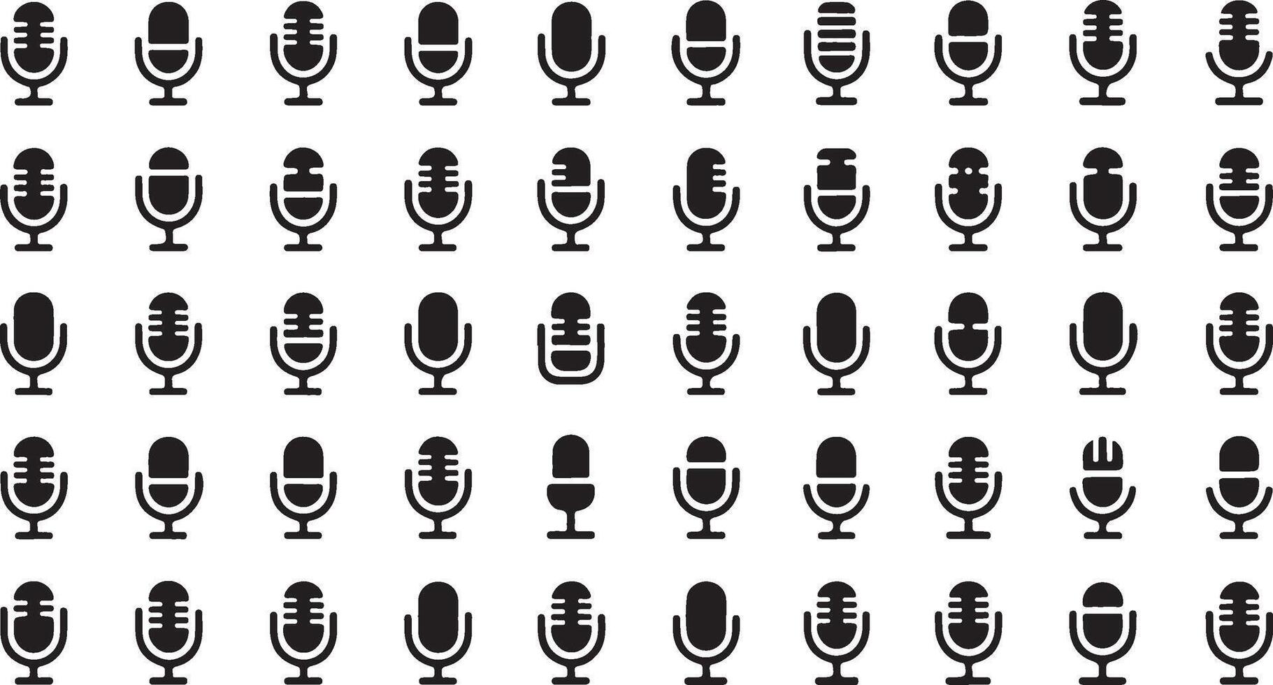 Comprehensive Set of Microphone Illustrations Featuring Various Designs for Sound Projects vector