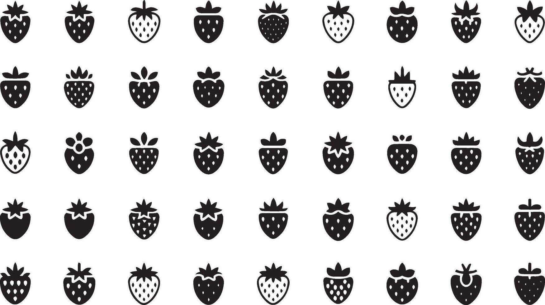 Collection of Strawberry Icons Showcasing Red Strawberry Designs in Flat Format for Food and Nutrition Themes vector