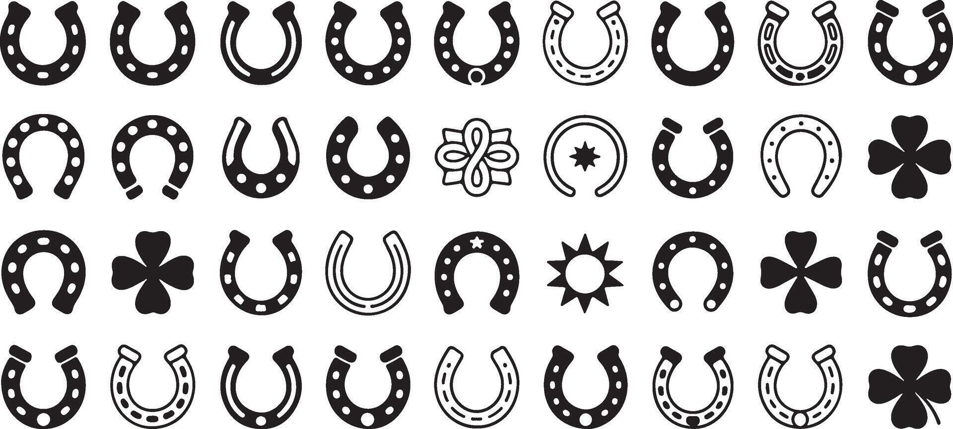 Collection of Horseshoe Icons Representing Luck Symbols in Format for Creative Designs vector